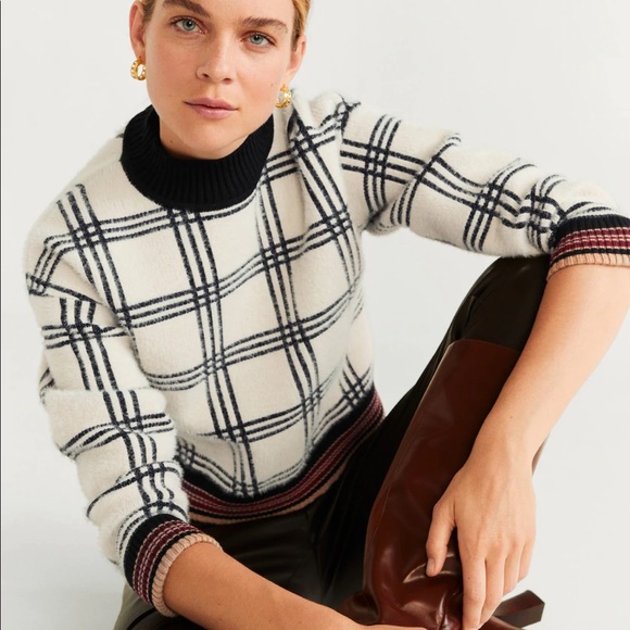 Mango Sweaters - Mango Checks knitted sweater bloggers favorite